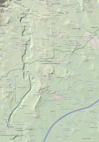 Mapa de relieve del Castellot, 465 m, Alt Penedès, lámina 100 Cims de Trobart. Detalle de la zona inferior derecha. 70 × 100 cm.