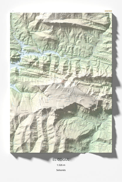 Mapa de relieve del Cogul, 1526 m, Solsonès, lámina 100 Cims de Trobart 61 × 91 cm.
