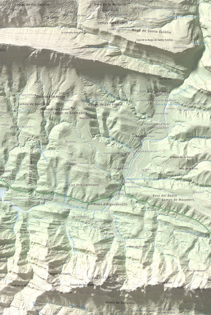 Mapa de relieve del Cogul, 1526 m, Solsonès, lámina 100 Cims de Trobart. Detalle de la zona superior derecha. 61 × 91 cm.