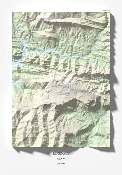 Mapa de relieve del Cogul, 1526 m, Solsonès, lámina 100 Cims de Trobart 70 × 100 cm.