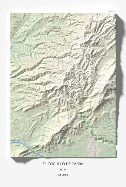 Mapa de relieve del Cogulló de Cabra, 881 m, Alt Camp, lámina 100 Cims de Trobart 61 × 91 cm.
