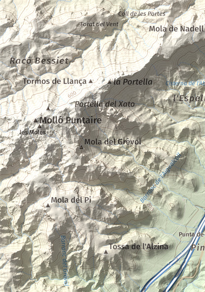 Mapa topogràfic del relleu: El Torn, 152 m. Detall de la zona superior esquerra. 21 × 30 cm.