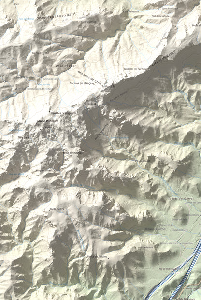 Mapa topogràfic del relleu: El Torn, 152 m. Detall de la zona superior esquerra. 61 × 91 cm.