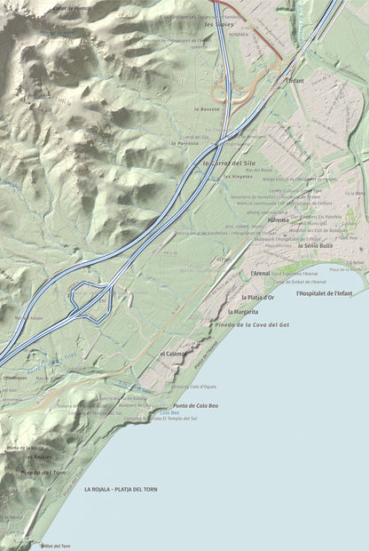Mapa topogràfic del relleu: El Torn, 152 m. Detall de la zona superior dreta. 61 × 91 cm.