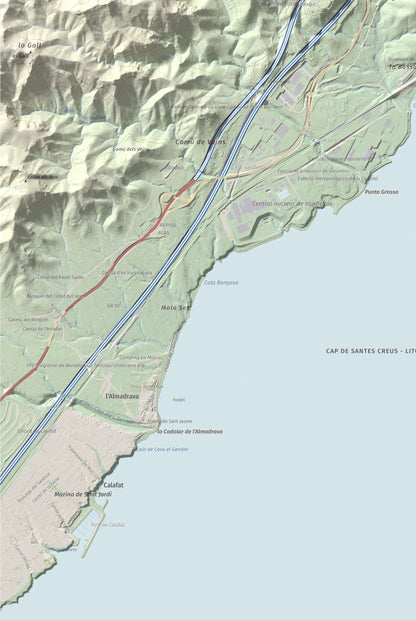 Mapa topogràfic del relleu: El Torn, 152 m. Detall de la zona inferior esquerra. 61 × 91 cm.