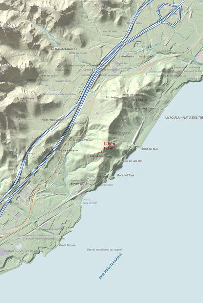 Mapa topogràfic del relleu: El Torn, 152 m. Detall de la zona central. 61 × 91 cm.
