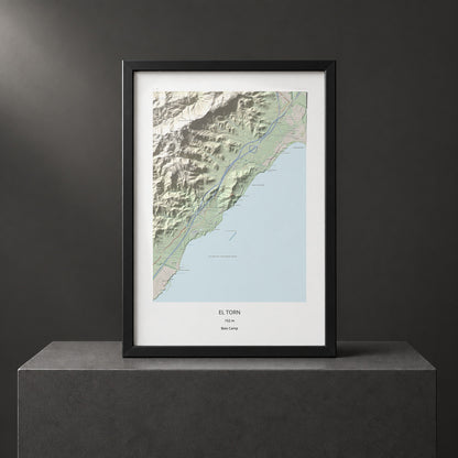 Mapa topogràfic del relleu: El Torn, 152 m. Presentació emmarcada. 70 × 100 cm.