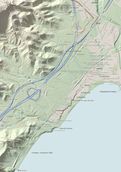 Mapa topogràfic del relleu: El Torn, 152 m. Detall de la zona superior dreta. 70 × 100 cm.