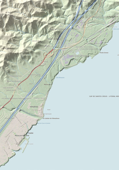 Mapa topogràfic del relleu: El Torn, 152 m. Detall de la zona inferior esquerra. 70 × 100 cm.