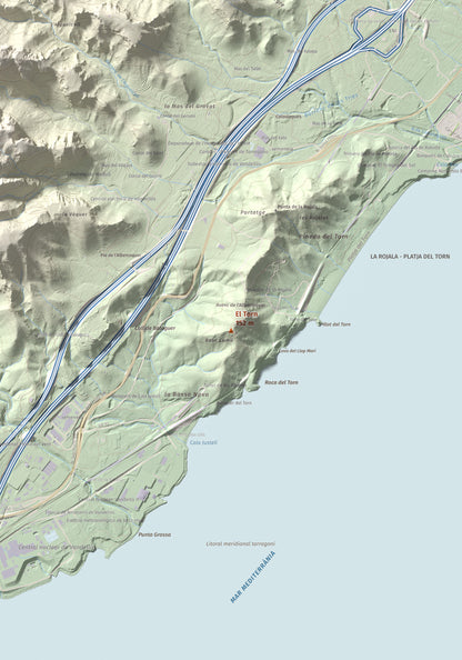 Mapa topogràfic del relleu: El Torn, 152 m. Detall de la zona central. 70 × 100 cm.
