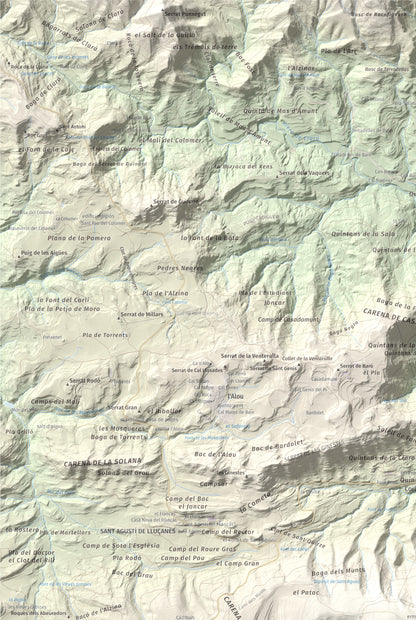 Mapa de relieve de Els Munts, 1057 m, Osona, lámina 100 Cims de Trobart. Detalle de la zona superior izquierda. 61 × 91 cm.