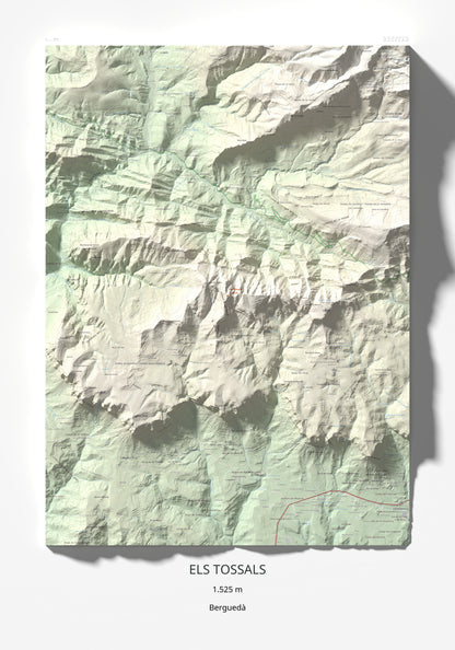 Mapa de relieve de Els Tossals, 1525 m, Berguedà, lámina 100 Cims de Trobart 70 × 100 cm.