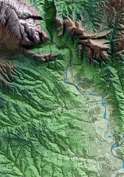 Mapa artístico del relieve de Esparreguera, al Baix Llobregat, con 15 km de entorno y base topográfica ICGC
