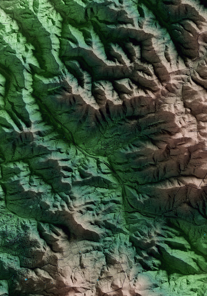 Mapa artístico del relieve de Espinelves, a Osona, con 15 km de entorno y base topográfica ICGC. Detalle de la zona central.