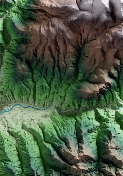 Mapa artístico del relieve de Estamariu, al Alt Urgell, con 15 km de entorno y base topográfica ICGC