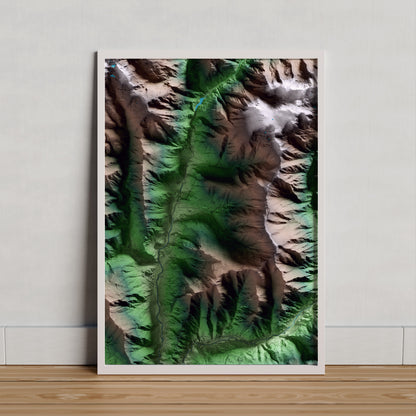 Mapa artístico del relieve de Esterri de Cardós, al Pallars Sobirà, con 15 km de entorno y base topográfica ICGC. Presentación enmarcada.
