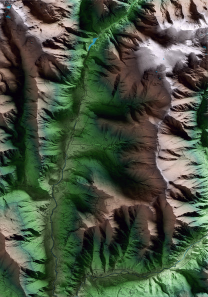 Mapa artístico del relieve de Esterri de Cardós, al Pallars Sobirà, con 15 km de entorno y base topográfica ICGC