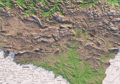 EUSKAL HERRIA. Mapa topográfico en color de las 7 províncias.