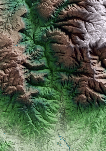 Mapa artístico del relieve de Figaró-Montmany, al Vallès Oriental, con 15 km de entorno y base topográfica ICGC