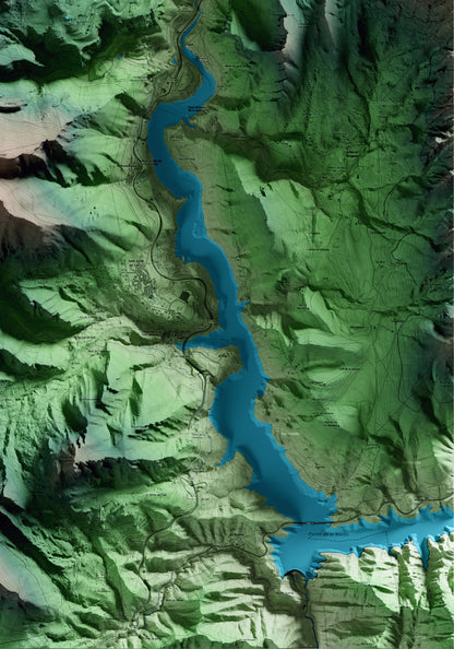 Mapa artístico del relieve de Fígols, al Berguedà, con 15 km de entorno y base topográfica ICGC. Detalle de la zona inferior derecha.