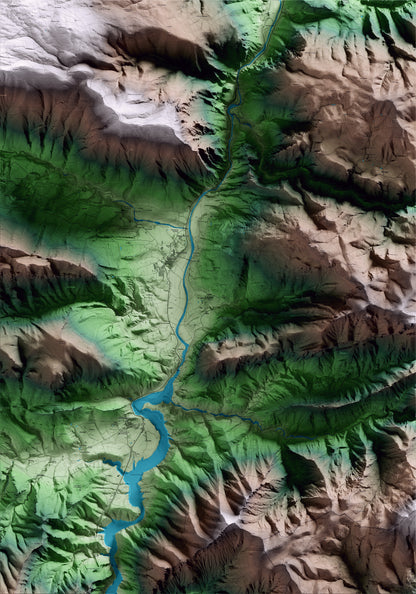 Mapa artístico del relieve de Fígols i Alinyà, al Alt Urgell, con 15 km de entorno y base topográfica ICGC