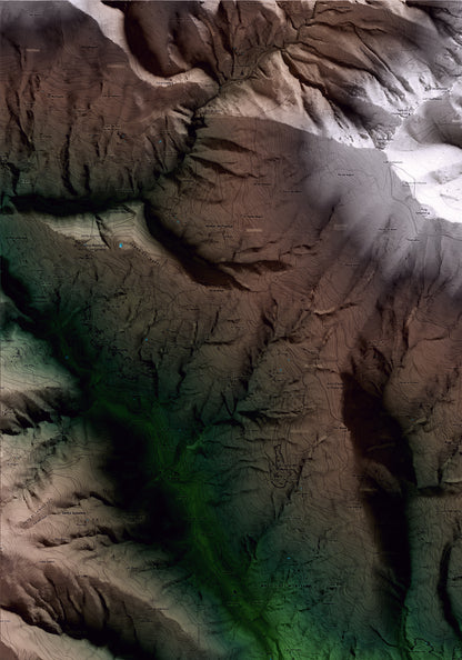 Mapa artístico del relieve de Fogars de Montclús, al Vallès Oriental, con 15 km de entorno y base topográfica ICGC. Detalle de la zona superior izquierda.