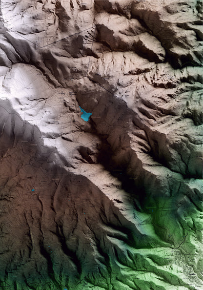 Mapa artístico del relieve de Fogars de Montclús, al Vallès Oriental, con 15 km de entorno y base topográfica ICGC. Detalle de la zona superior derecha.