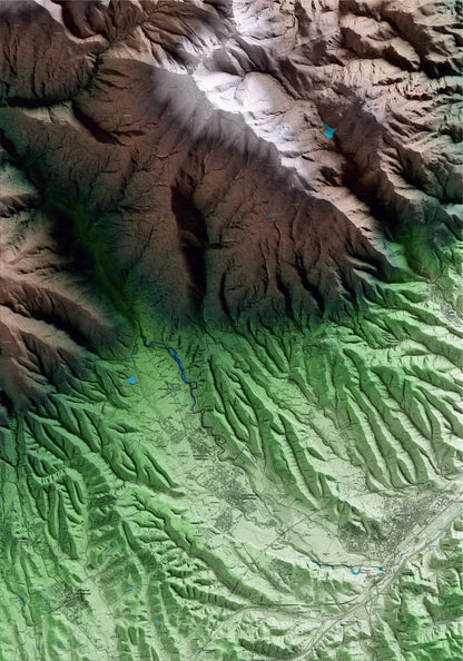 Mapa artístico del relieve de Fogars de Montclús, al Vallès Oriental, con 15 km de entorno y base topográfica ICGC