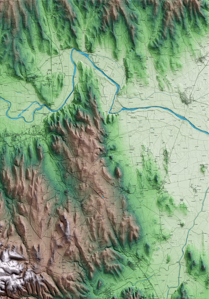 Mapa artístico del relieve de Foixà, al Baix Empordà, con 15 km de entorno y base topográfica ICGC