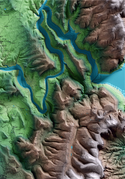 Mapa artístico del relieve de Folgueroles, a Osona, con 15 km de entorno y base topográfica ICGC. Detalle de la zona superior derecha.