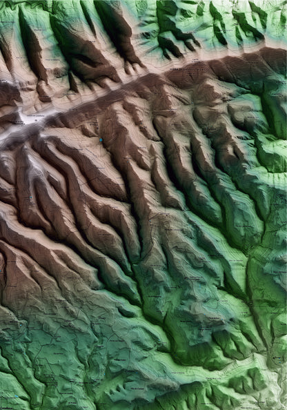 Mapa artístico del relieve de Fonollosa, al Bages, con 15 km de entorno y base topográfica ICGC. Detalle de la zona superior derecha.