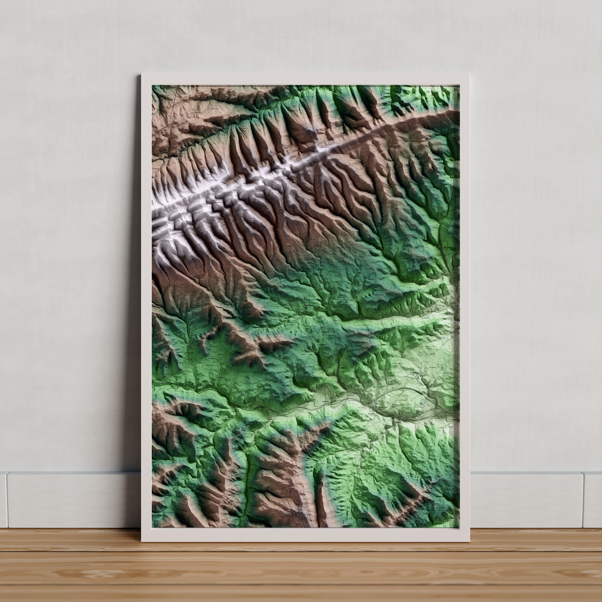 Mapa artístico del relieve de Fonollosa, al Bages, con 15 km de entorno y base topográfica ICGC. Presentación enmarcada.