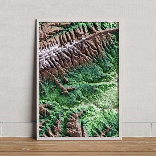 Mapa artístico del relieve de Fonollosa, al Bages, con 15 km de entorno y base topográfica ICGC. Presentación enmarcada.