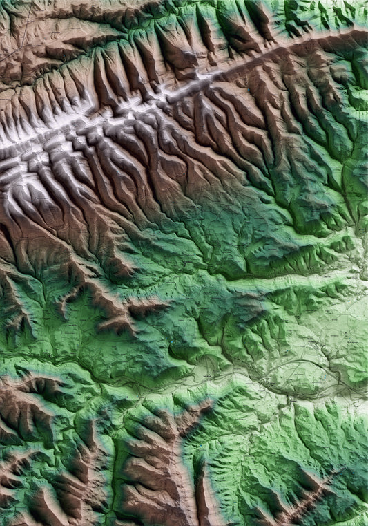 Mapa artístico del relieve de Fonollosa, al Bages, con 15 km de entorno y base topográfica ICGC