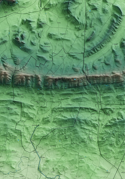 Mapa artístico del relieve de Foradada, a la Noguera, con 15 km de entorno y base topográfica ICGC. Detalle de la zona inferior derecha.