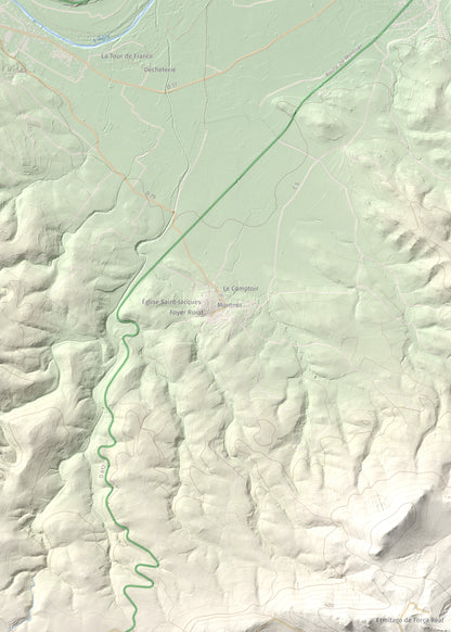 Mapa de relieve de Força Real, 507 m, Rosselló, lámina 100 Cims de Trobart. Detalle de la zona superior izquierda. 50 × 70 cm.