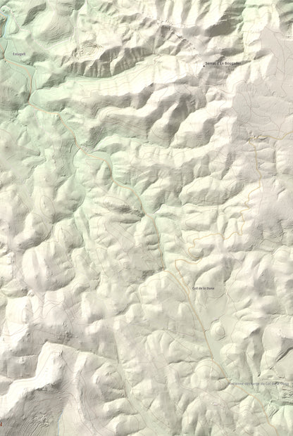 Mapa de relieve de Força Real, 507 m, Rosselló, lámina 100 Cims de Trobart. Detalle de la zona superior derecha. 61 × 91 cm.
