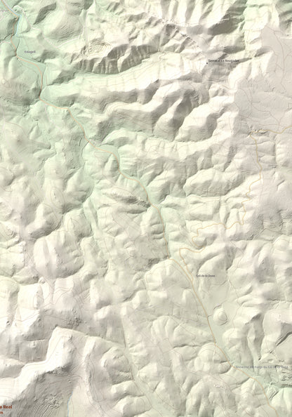 Mapa de relieve de Força Real, 507 m, Rosselló, lámina 100 Cims de Trobart. Detalle de la zona superior derecha. 70 × 100 cm.