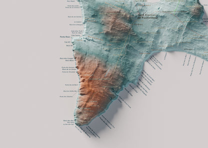 Edició octubre 2026 · Mapa topogràfic de Formentera, Blau i taronja, 50 × 70 cm: detall de la costa sud-oest.