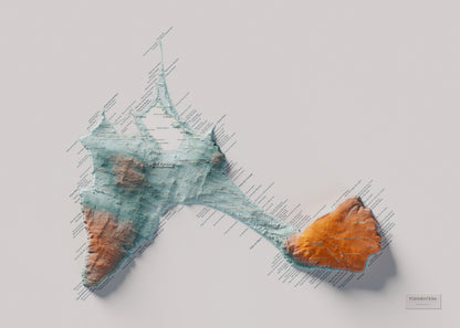 Mapa topográfico de Formentera, Azul y naranja, 50 × 70 cm: mapa completo.