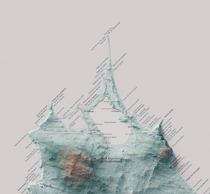 Mapa topográfico de Formentera, Azul y naranja, 50 × 70 cm: Illetes y costa norte.