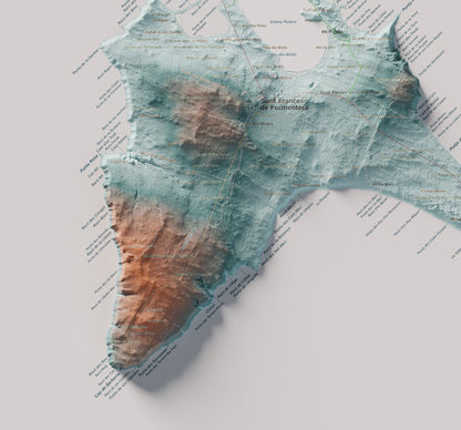 Mapa topográfico de Formentera, Azul y naranja, 50 × 70 cm: Cala Saona y Cap de Barbaria.