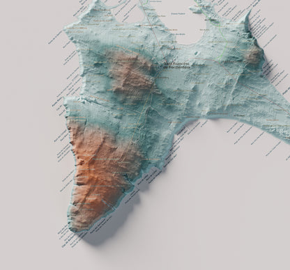 Mapa topográfico de Formentera, Azul y naranja, 61 × 91 cm: Cala Saona y Cap de Barbaria.