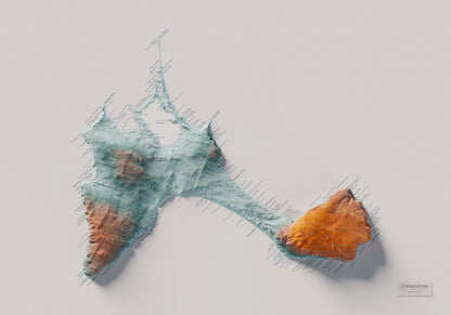 Mapa topográfico de Formentera, Azul y naranja, 70 × 100 cm: mapa completo.