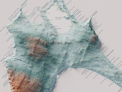 Mapa topográfico de Formentera, Azul y naranja, 70 × 100 cm: Sant Francesc y pueblos.