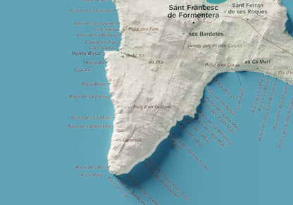 Edició octubre 2026 · Mapa topogràfic de Formentera, Cartogràfic, 21 × 30 cm: detall de la costa sud-oest.