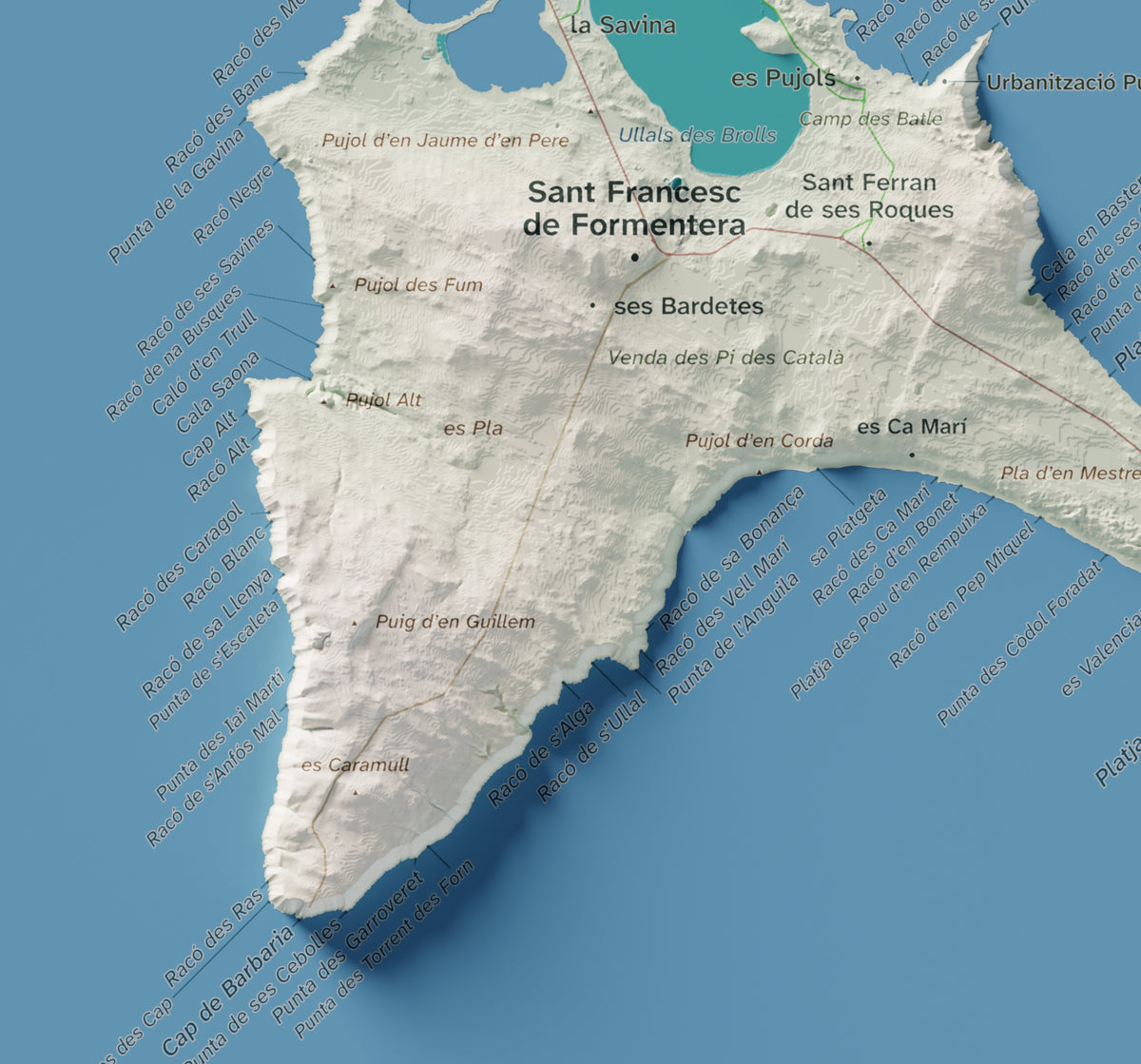 Mapa topográfico de Formentera, Cartográfico, 21 × 30 cm: Cala Saona y Cap de Barbaria.