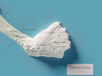 Edició octubre 2026 · Mapa topogràfic de Formentera, Cartogràfic, 30 × 40 cm: detall de la costa sud-est.
