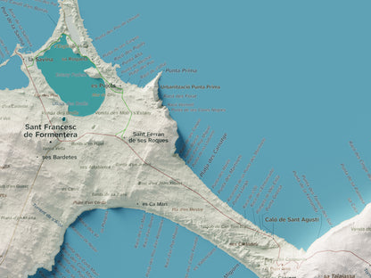 Edició octubre 2026 · Mapa topogràfic de Formentera, Cartogràfic, 30 × 40 cm: detall central.