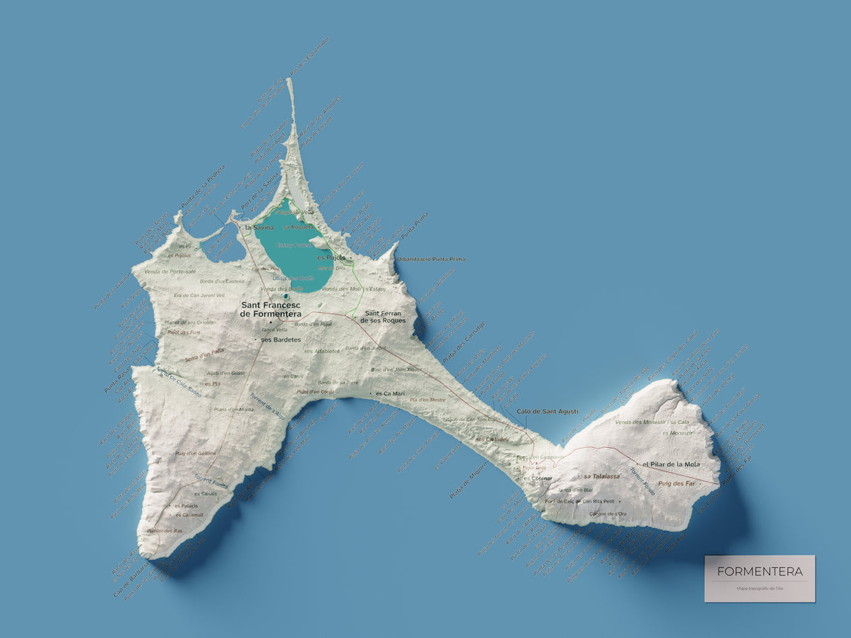 Mapa topográfico de Formentera, Cartográfico, 30 × 40 cm: mapa completo.
